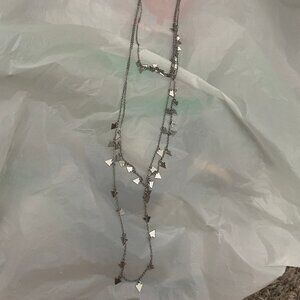 3/$10 Silver double-layer tribal triangle necklace